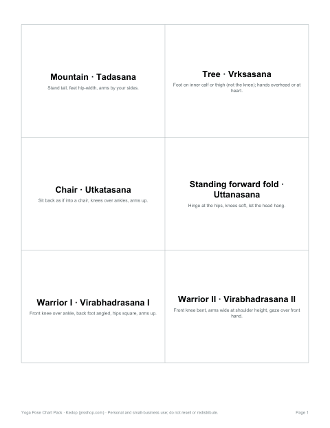 Preview of the first page of Pose cards (PDF/DOCX)