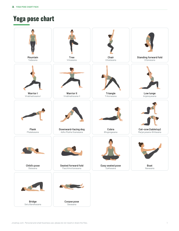 Preview of Printable Yoga Pose Chart